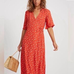 Faithfull the Brand Red Floral Midi Dress